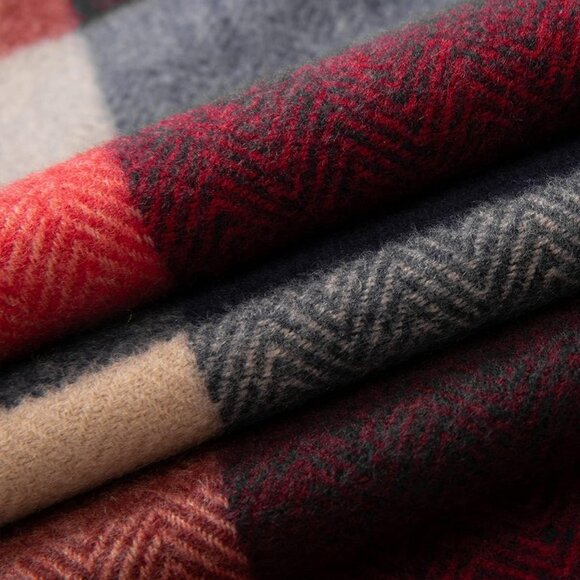 Women's Wool Scarf - Cashmere Feel Winter Checked Scarves for Women, Large Soft - Picture 6 of 8